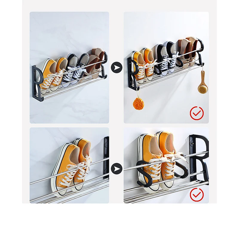 

Hole-Free and Nail-Free Door Rear Hanging Shoe Rack Wall-Mounted Shoe Rack Shelf Household Slippers Rack