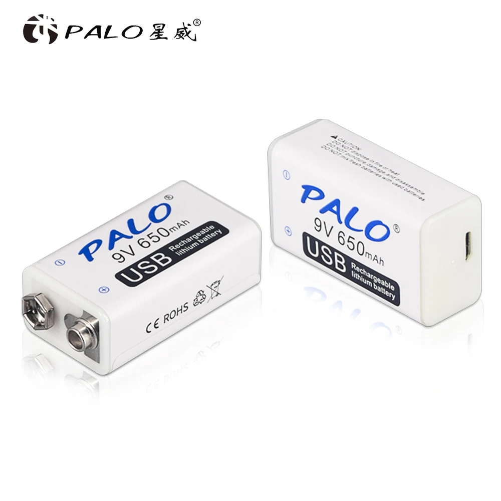 Литий-ионный аккумулятор PALO micro USB 9 в 6F22 В литиевый 650 мА · ч быстрая зарядка