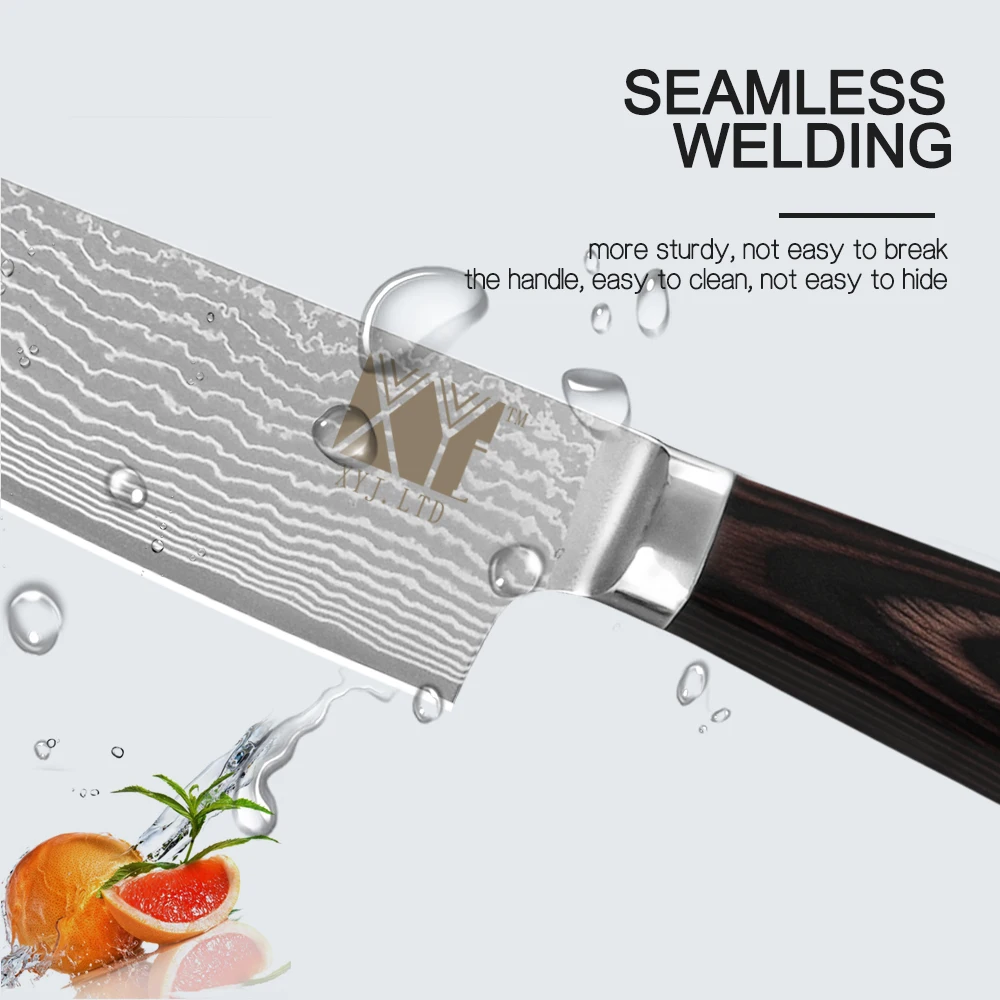 

XYj Damascus Steel Chef Knife VG10 Core Knife Set High Grade Japanese Damascus Steel Color Wood Handle Handmade Kitchen Tools