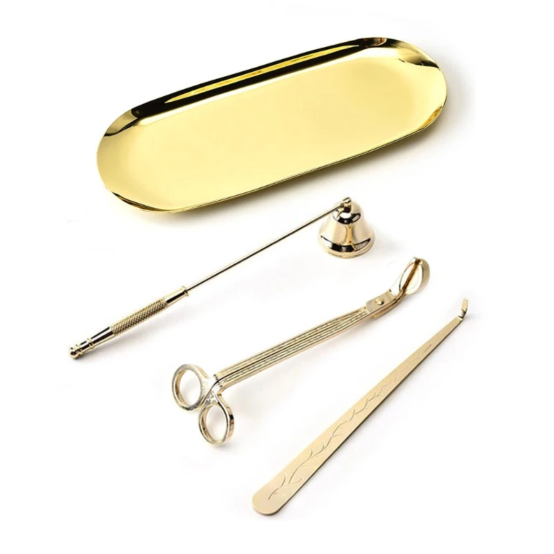 

4 in 1 Candle Accessory Set -Candle Wick Trimmer,Wick Dipper, Wick Snuffer ,Tray 425C