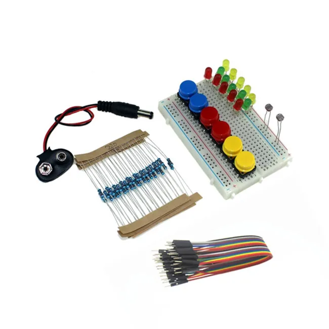 

For arduino Starter Kit Resistor/LED/Capacitor/Jumper Wires/Breadboard Kit diy electronic Mini Breadboard LED Jumper Wire