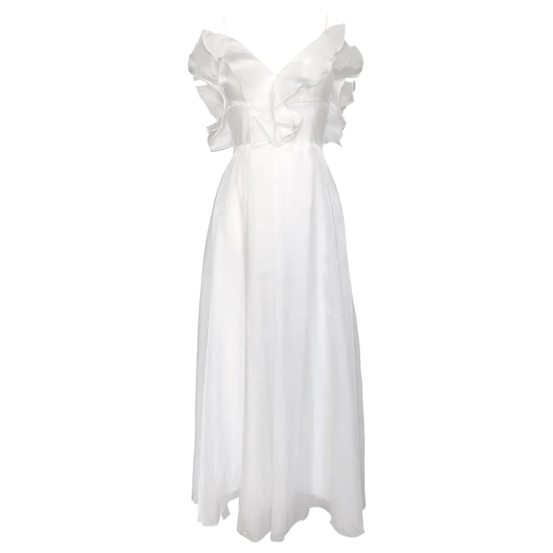 Сексуальное Белое Летнее Длинное Платье Макси элегантное ТРАПЕЦИЕВИДНОЕ ПЛАТЬЕ