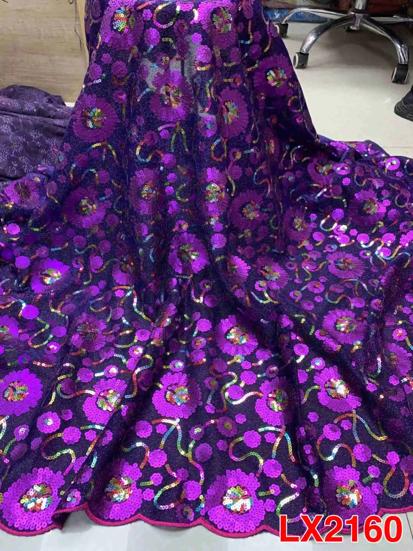 Новый Нигерии Sequinse кружевной ткани в африканском стиле Тюлевая ткань из хлопка