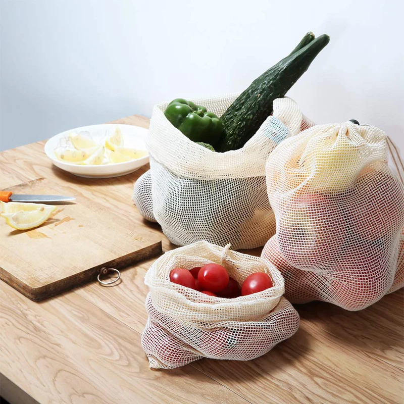Мешки для овощей популярные хлопковые мешки фруктов и с кулиской многоразовые
