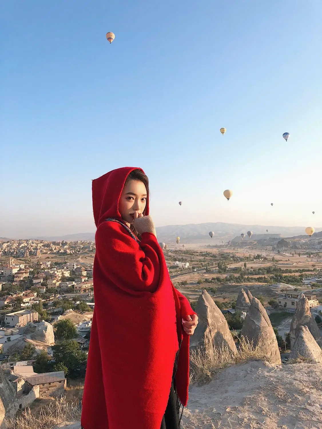 

Turkish National Shawl Female Hooded Thickened Warmth Yunnan Tibet Travel Scarf Hooded Cloak Cardigans For Women Shawl