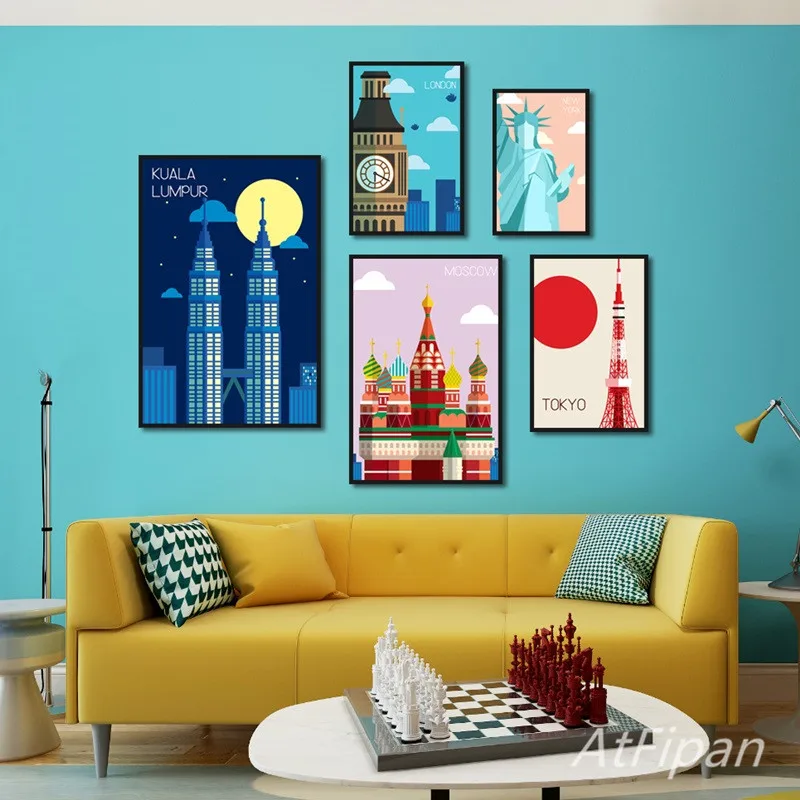 

Posters Of Famous Buildings In Different countries Landscape Art Canvas Painting Posters And Prints Living Room Bedroom Decor