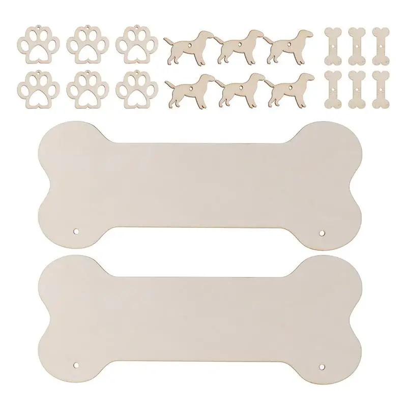 

40 Pcs Lovely Wooden Pendants Delicate Wood Dog Bone Hangings Wood DIY Materials