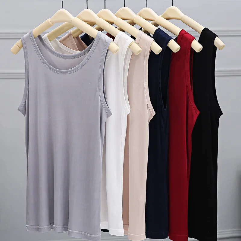 Верх птичьего цвета мужские майки без рукавов из шелка тутового шелкопряда жилет