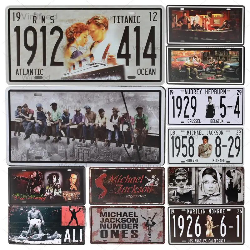 

Винтажный потертый номерной знак для автомобиля, жестяной знак, декор для паба, бара, кафе, мужская пещера, настенные наклейки, ретро пластин...