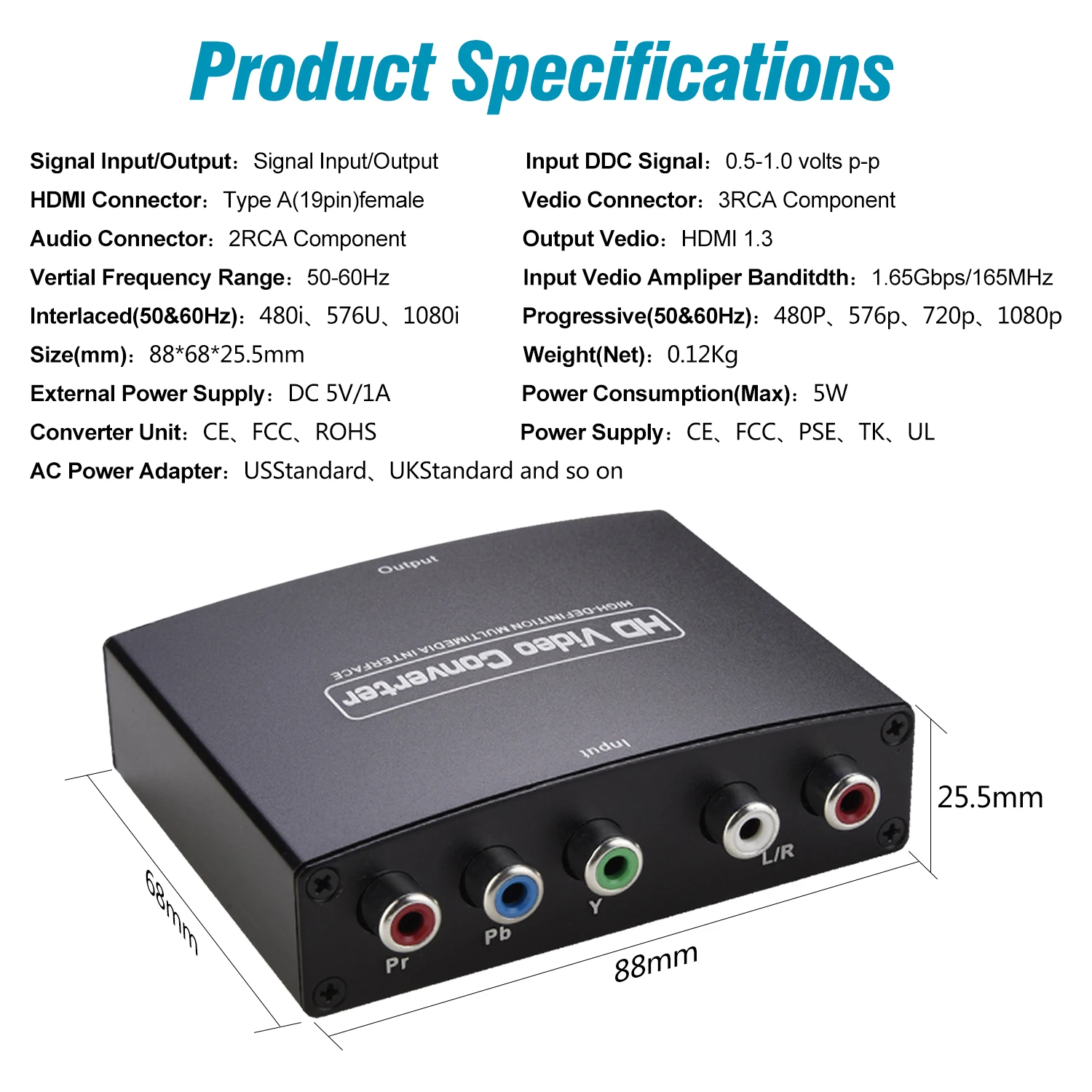 YPbPr в HDMI Coverter + R/L 1080P NEWCARE компонент 5RCA RGB конвертер адаптер для DVD PSP HDTV дисплей |