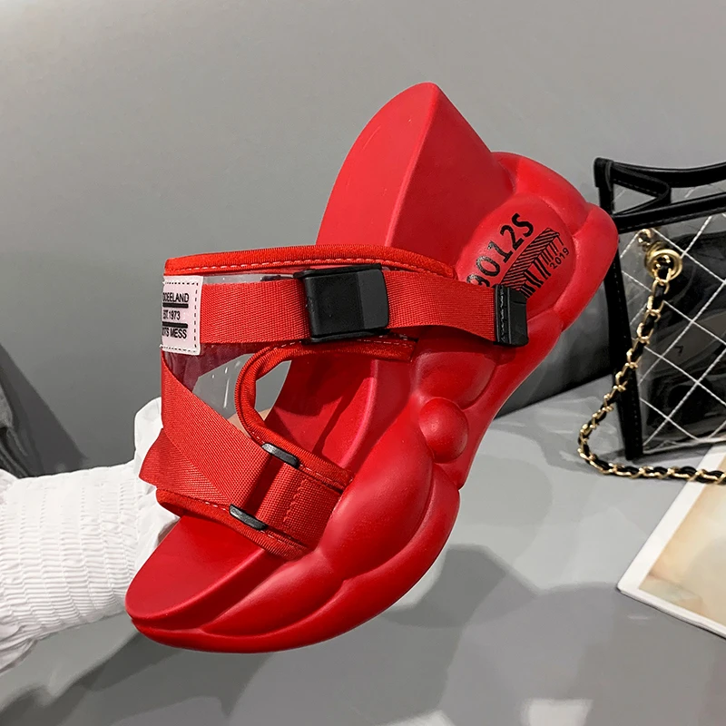 Шлепанцы на танкетке высотой 10 см/3 9 дюйма модные толстые нижние сандалии