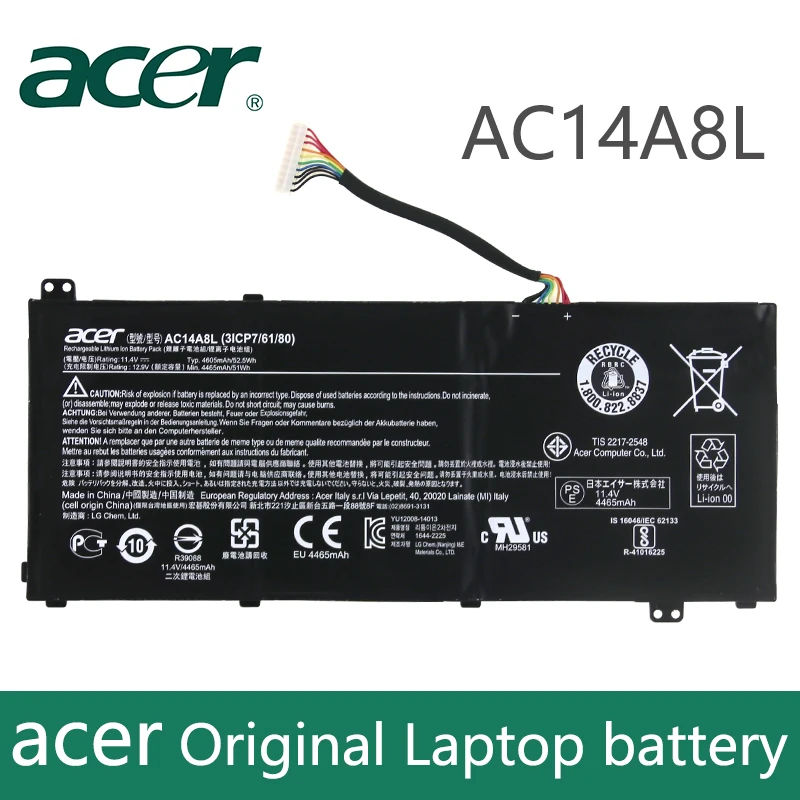 Оригинальный аккумулятор для ноутбука Acer Aspire батарея ноутбуков AC14A8L емкостью 11 4