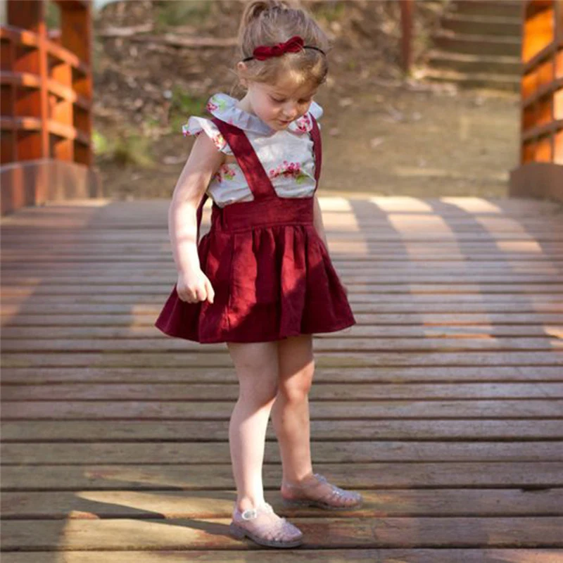 Комплекты для девочек Новая летняя детская футболка без рукавов с цветочным