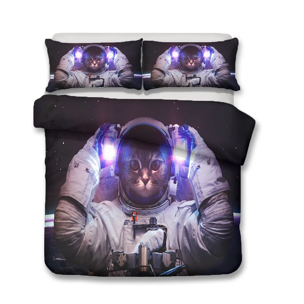 3D комплект постельного белья пододеяльник Valiant Cat Spaceman кровать одежда для детей с