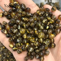 yoowei green amber loose beads 2 sizes gemstone diy supplier for baby jewelry making certified natural plant amber wholesale