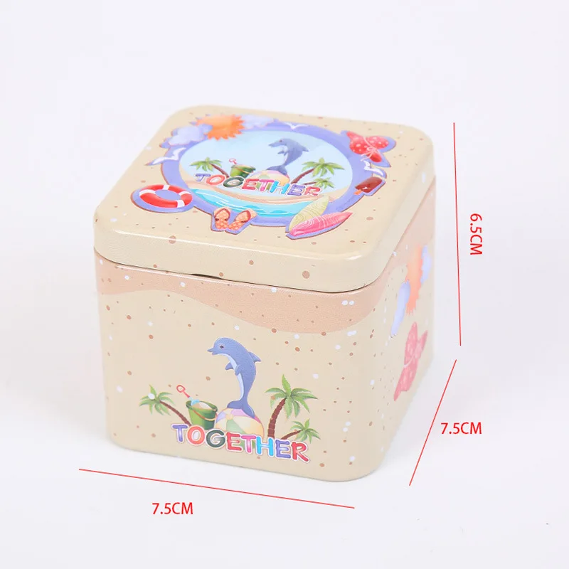 Рождественская жестяная коробка квадратная для хранения конфет печенья