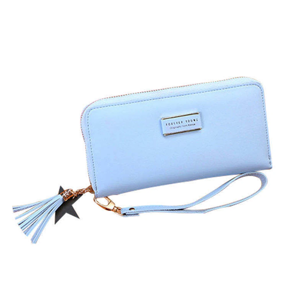 

uxury Women Wallet Big Space Phone Wallet PU Leather Tassel Zipper Purse Female Long Wallet Coin Purse Card Holder Clutch
