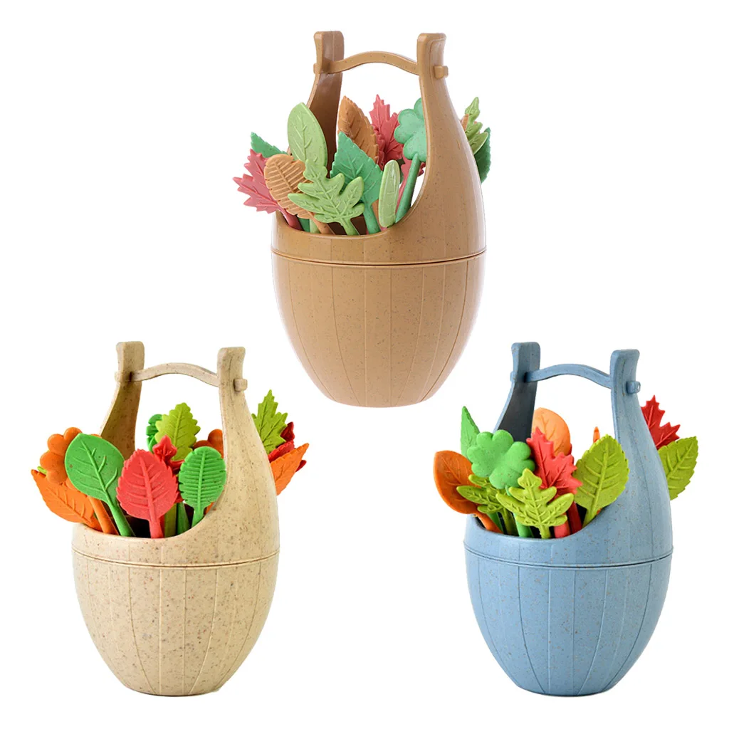 16 шт. в скандинавском стиле пшеничная соломенная бочка листья фрукты вилка ланч