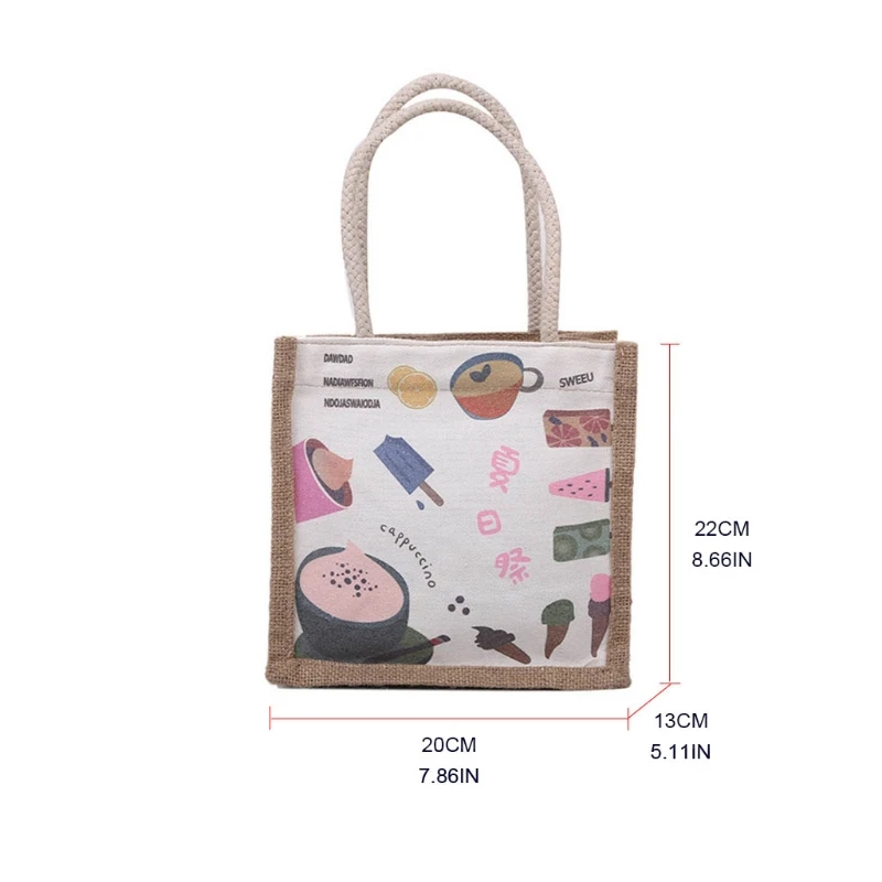

Fashion Unisex Printed Handbag Multipurpose Tote Lunch Bag with Zipper