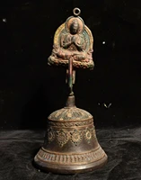 wedding decoration 8 old tibet buddhism bronze 4 hands chenrezig buddha statue bell wall hanging