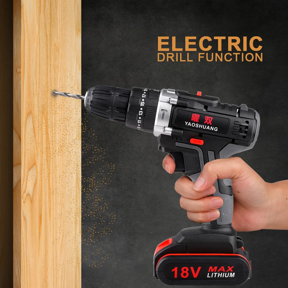 EU/US/UK Plug18V 2 Скорость аккумуляторная ударная Ударная дрель Мощность дрель драйверы Мощность Сверла Набор отверток с Пластик чехол