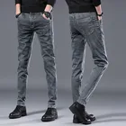 Джинсы мужские зауженные, модные классические брюки из денима, повседневные Черные, весна-осень 2021