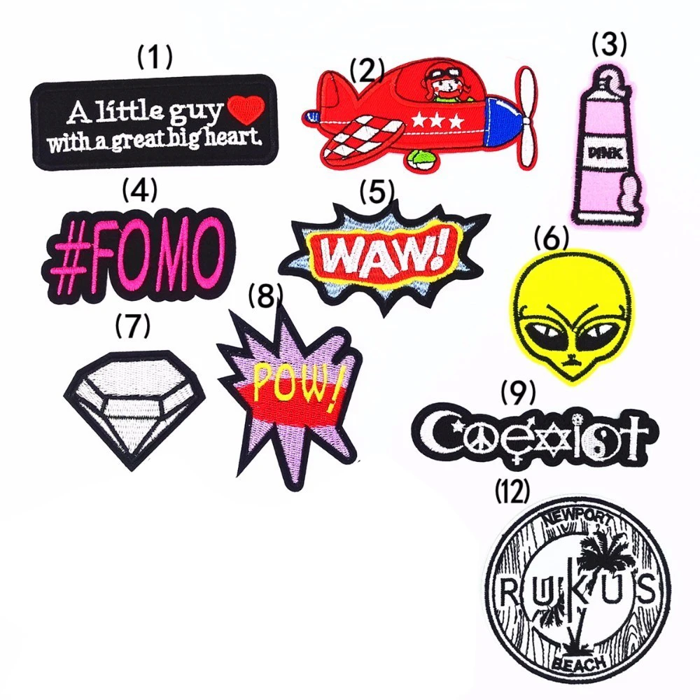 Красивые вышитые значки с надписью термоклейкие патчи 3D сделай сам WAW POW