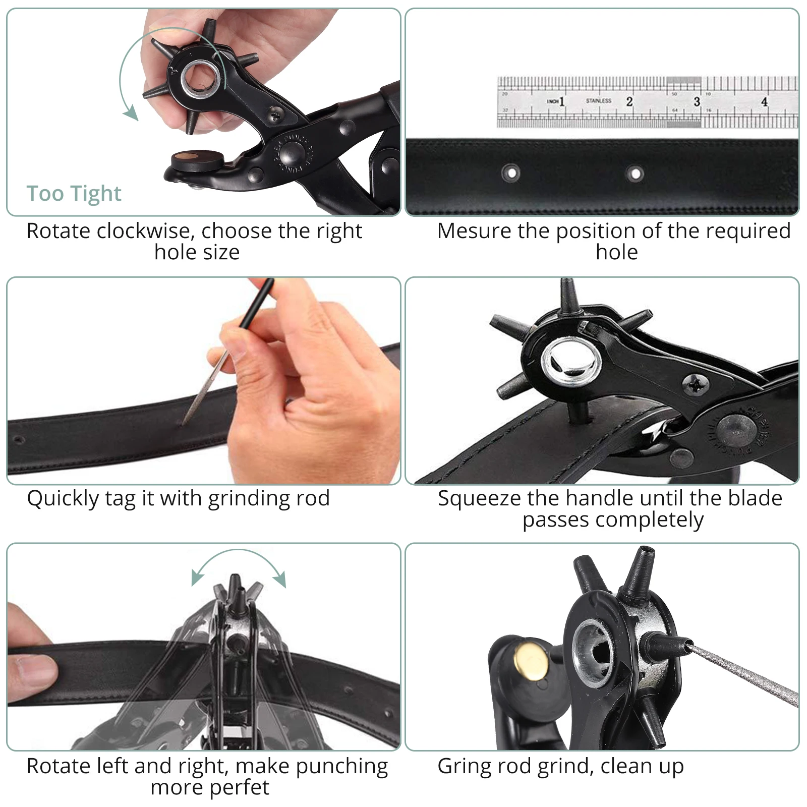 Продажа Набор инструментов для пробивки отверстий в кожаном ремешке GARLLEN, вращающийся дырокол для ремешков, 150 шт., застежки для ремешков часов, реме...