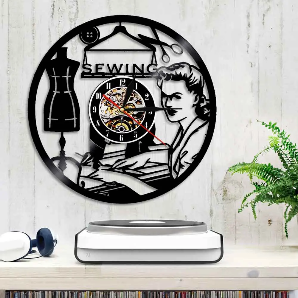 Декоративные настенные часы для шитья комнаты винтажные виниловые записей