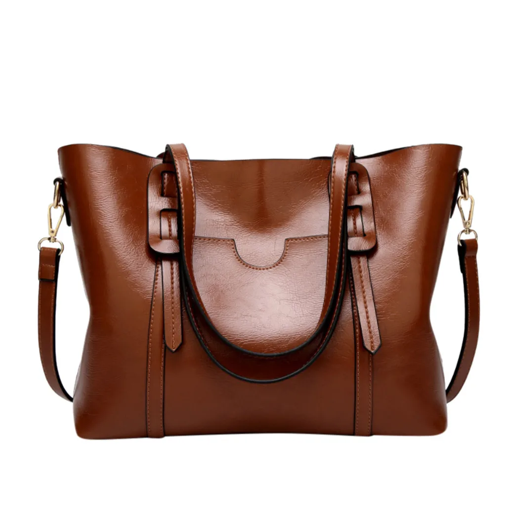 Мода 2019 Женская однотонная Большая вместительная кожаная сумка для путешествий