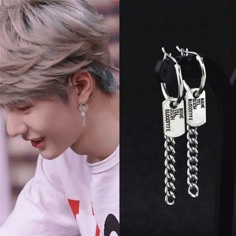 Модные серьги гвоздики KPOP DNA Корейская звезда V Bangtan Boys Album JIMIN 1 пара ювелирные