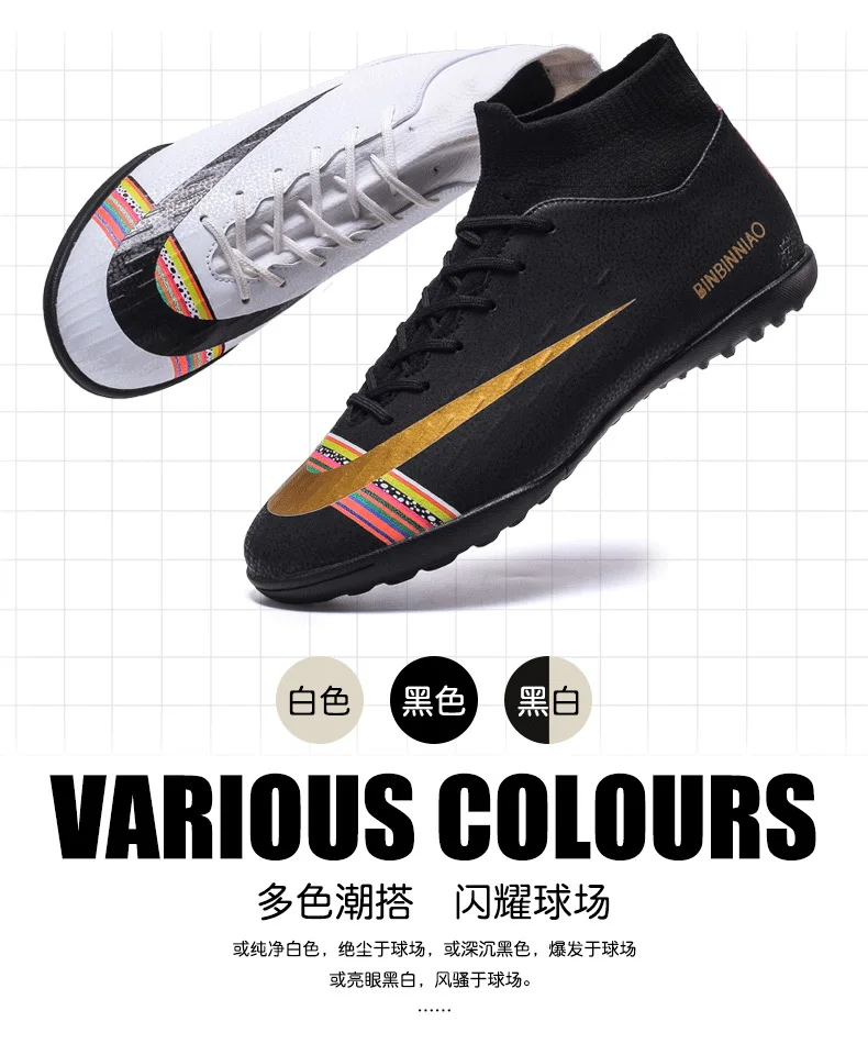 Football Soccer Boots Men Athletic Futsal Soccer Shoes High Top Soccer Cleats Training Football Sneakers Man Kids Cleats