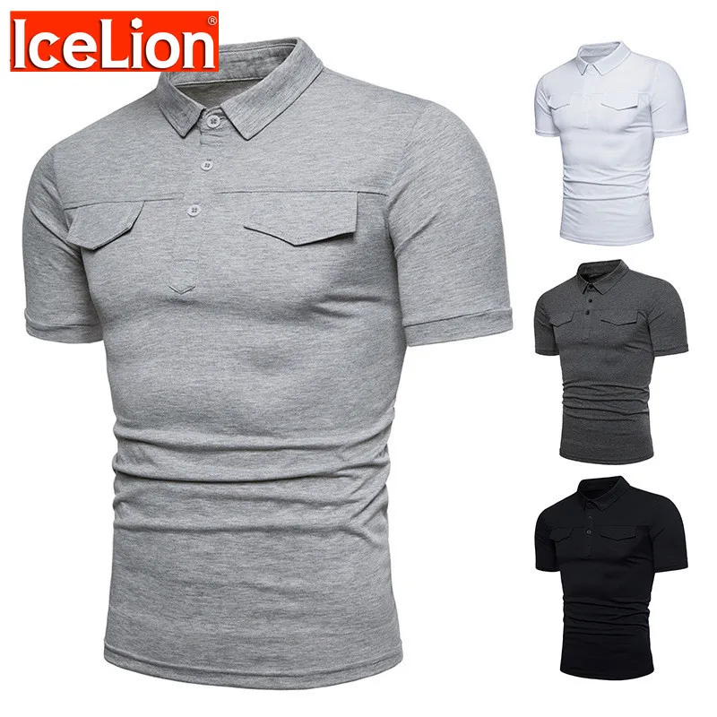 

Icelion 2021 Polo Shirt Men Brand Clothes Solid Color Polos Shirts Camisa Masculina Mens Casual Cotton Short Sleeve Polos