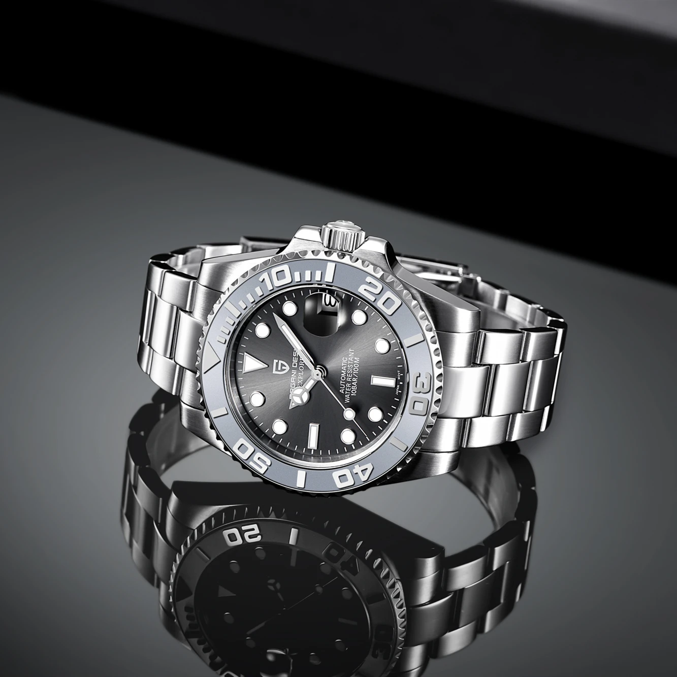 

Men Automatic Watch Sapphire Luxury Mechanical Wristwatch Stainless Steel Waterproof Watch Men Mekaniska Klockor