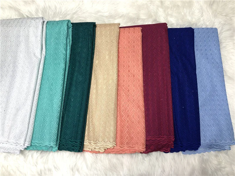 

5 yards Plain Swiss Polish Cotton Lace For Men Soft Dubai Swiss Cotton Lace Thail Polish Lace Material with Stones