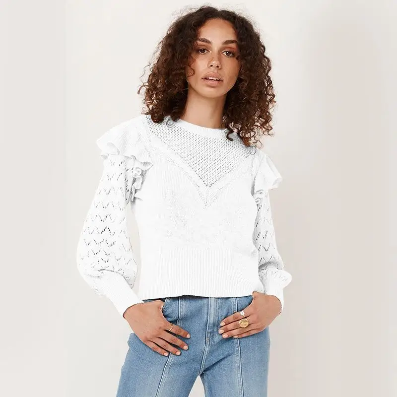 

Tight Knitted Women Sweater Warm Knit Sweater Solid O Neck Women's Jumper 2022 Lantern Sleeve Woman Sweater Female