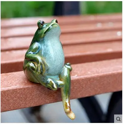 Пару керамическая зеленая лягушка статуя жабы для домашнего декора украшение