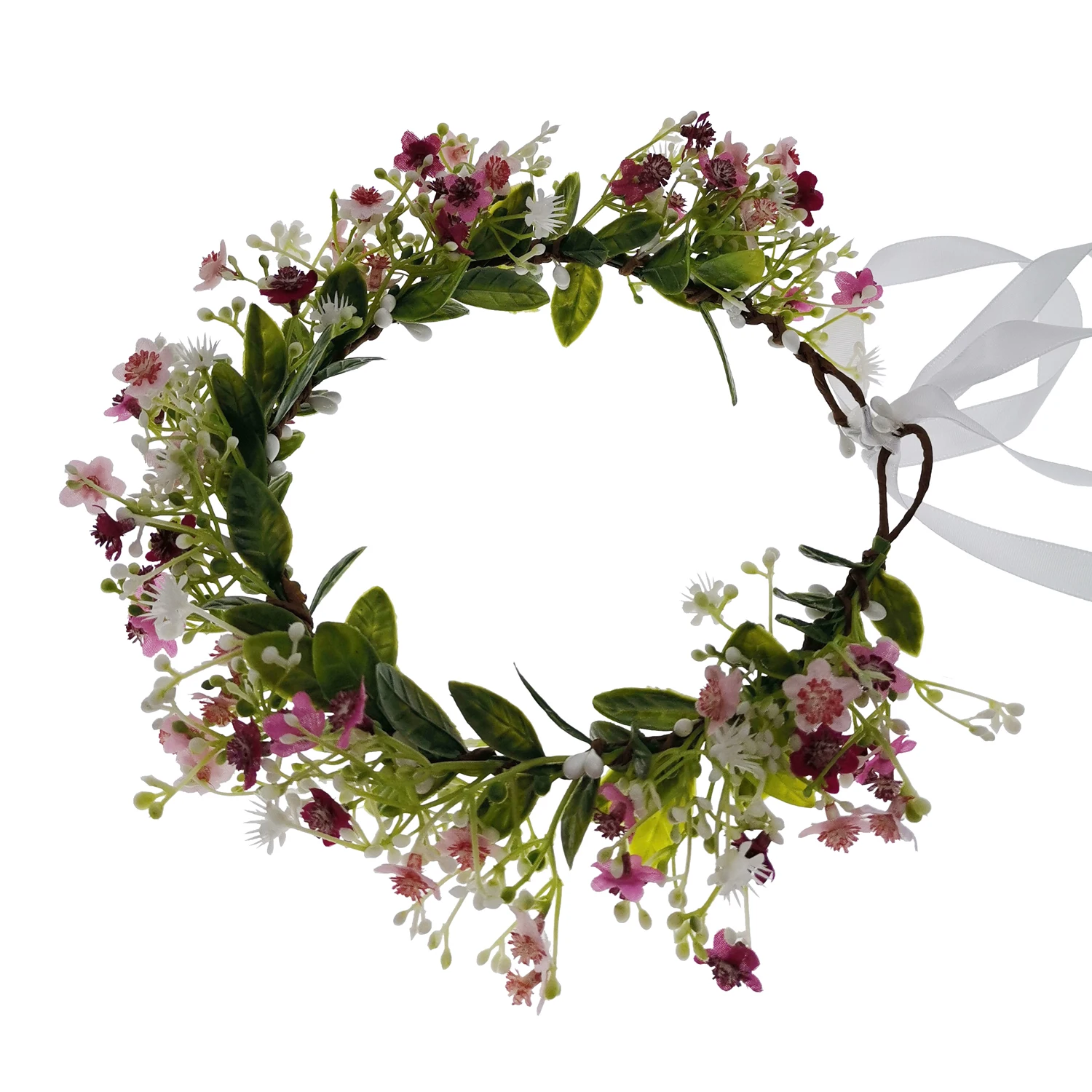 Женский венок с белыми цветами праздничный головной убор невесты свадебный