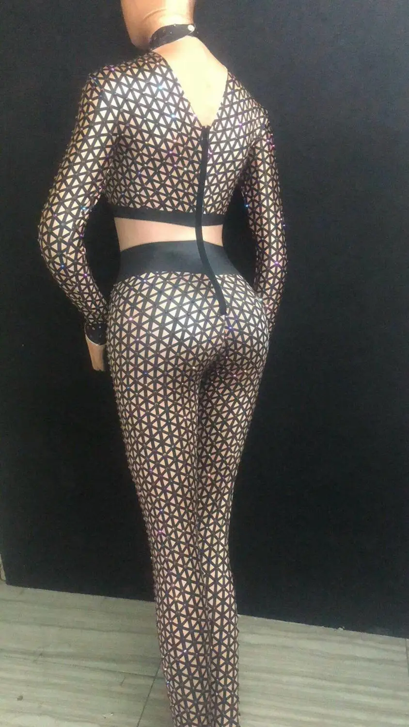 Блестящий женский комбинезон стразы сексуальные леггинсы боди танцевальная