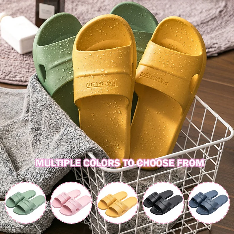 

Men Women Summer Home Slippers Simple Black Navy Shoes Non-Slip Bathroom Slides Flip Flops Couples Indoor Male Platform Slippers