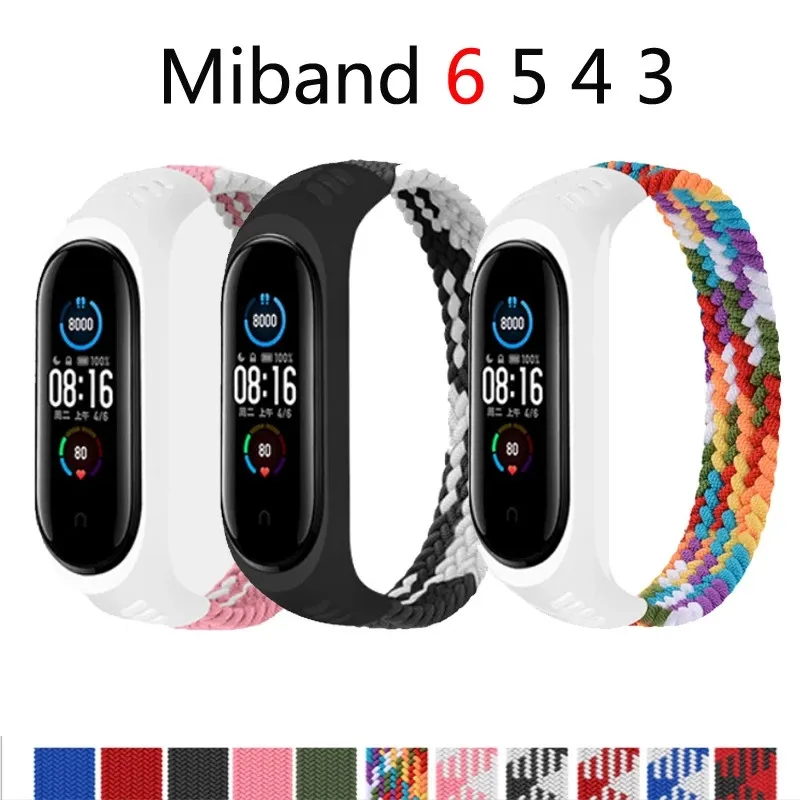 Новинка 2021 плетеные петли для Xiaomi MI Band 5 нейлоновый тканевый эластичный ремешок