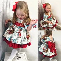 baby girl clothes santa claus printed big bow kids dress lovely and elegant party christmas princess dress children aged 0 5
