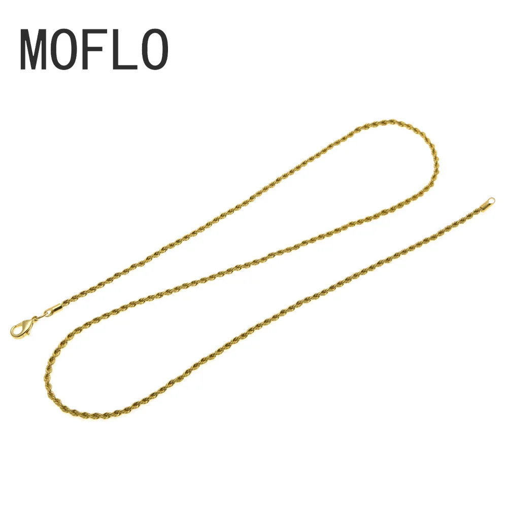

MOFLO European and American Hip Hop Jewelry Necklace Twisted Rope Chain Plating 3MM Stainless Steel Twist Chain