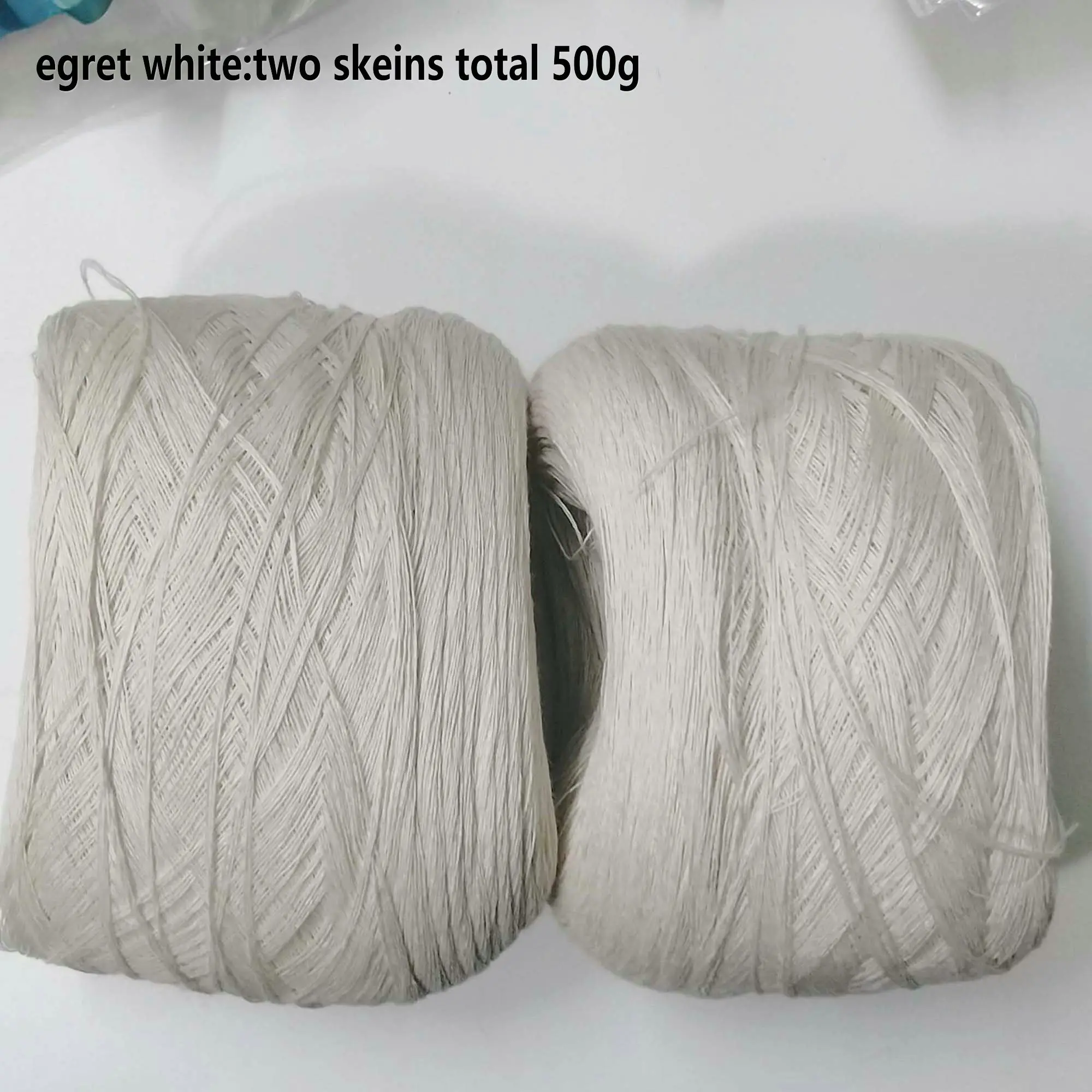 egret white 500 грамм чистой льняной пряжи 3 слоя DIY вязание крючком и вязание белый синий натуральный цвет на продажу - Цвет: egret white
