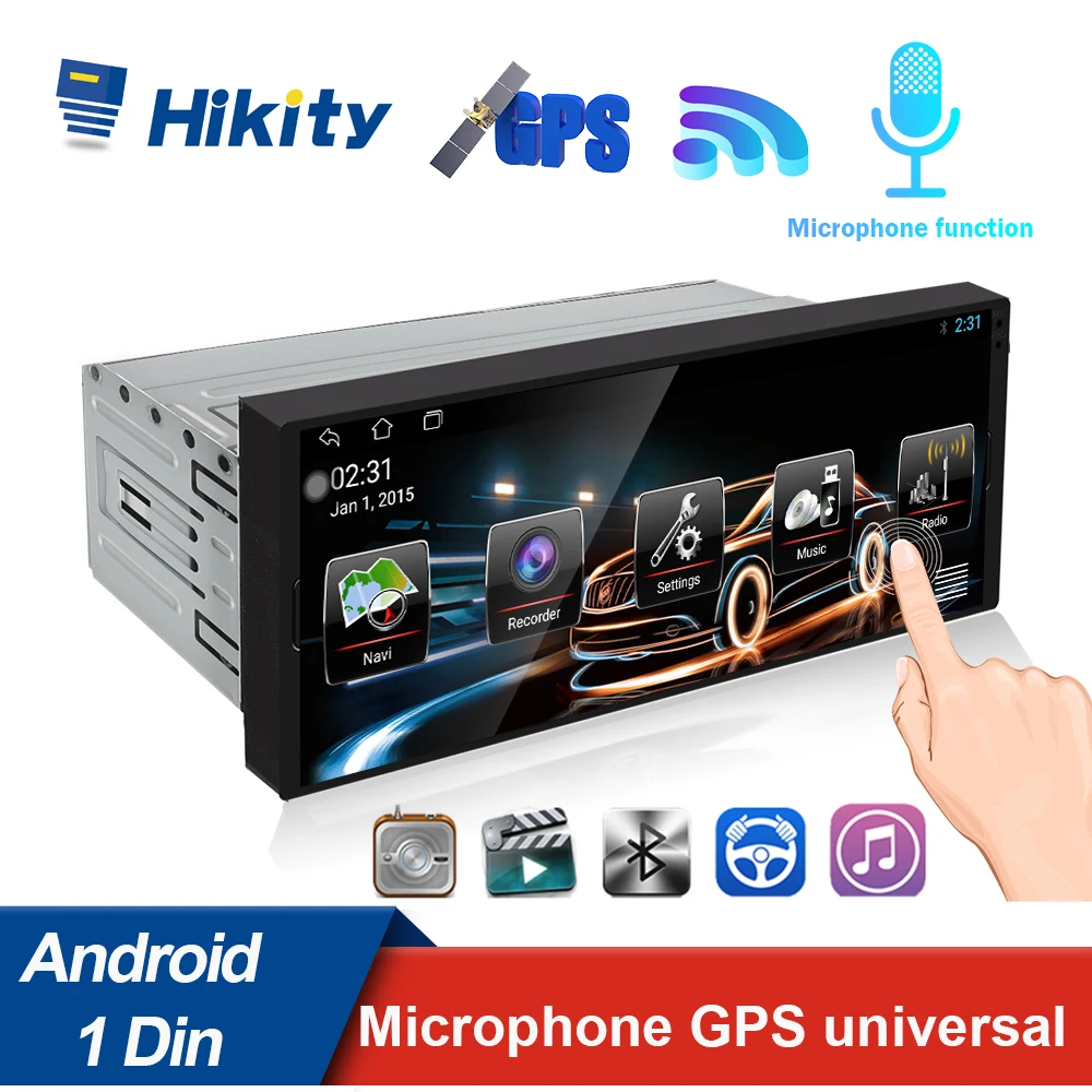 Автомобильный мультимедийный видеоплеер Hikity 1 Din микрофон сенсорный экран Bluetooth