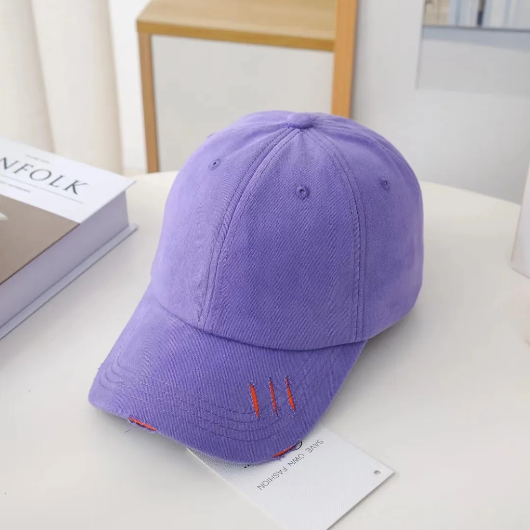 

Classic solid purple cap, personalized old hole orange baseball cap