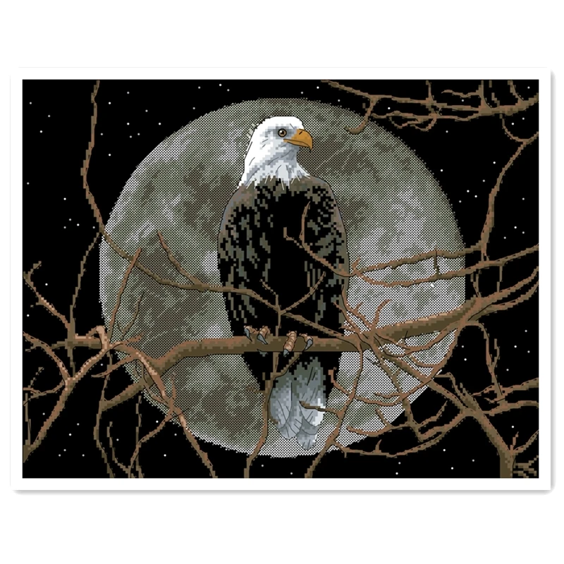 Набор для вышивки крестиком Eagle in Moonlight животное птица 18 карат 14 11 черная ткань