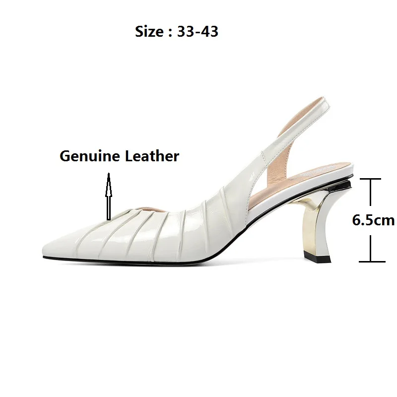 

Small Size 33 Natural Cow Leather Shoes Women Pleated Pumps Ladies Gold Strange Heels Party Shoes Woman Slingback Pumps Zapatos