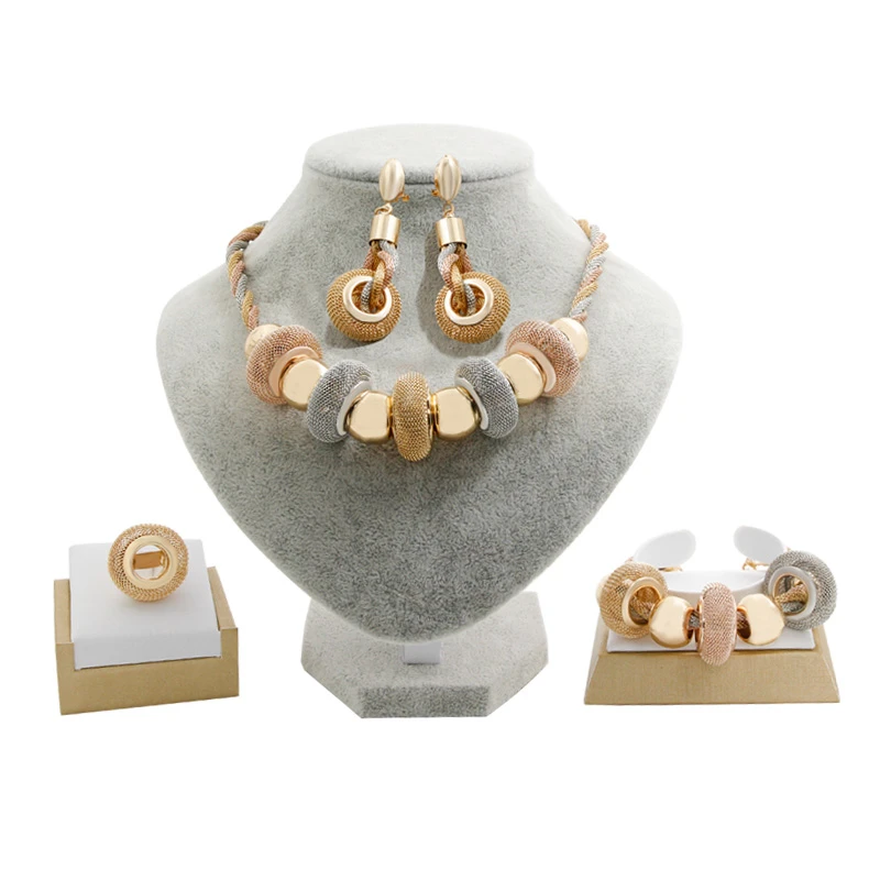 Африканские бусы ювелирный набор золотые инкрустированные ювелирные изделия