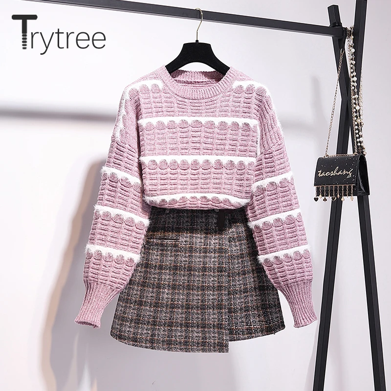 Trytree 2019 осенне-зимний комплект из двух предметов повседневный Свободный Топ в